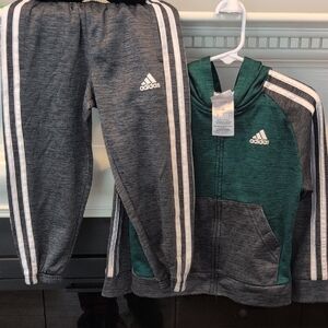 Adidas Kids Gray and Teal Jogger Set